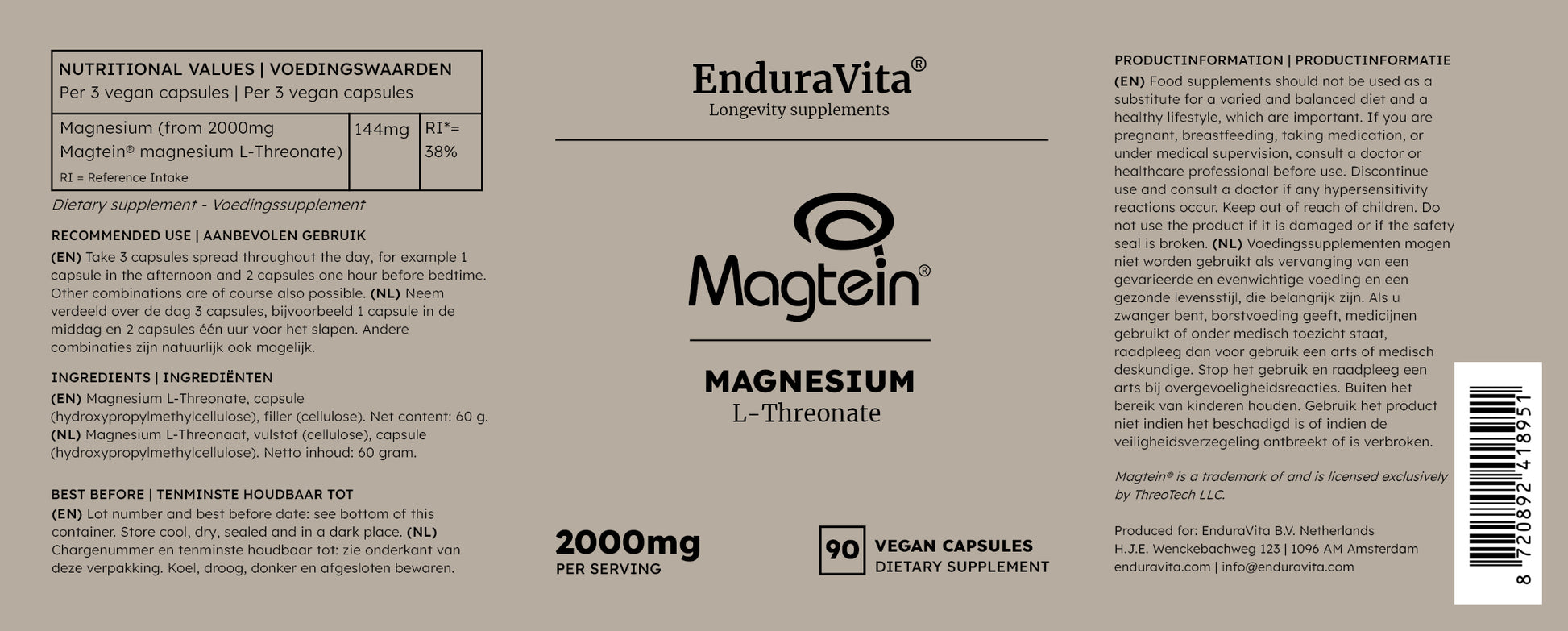 Magnesium L-threonaat supplement