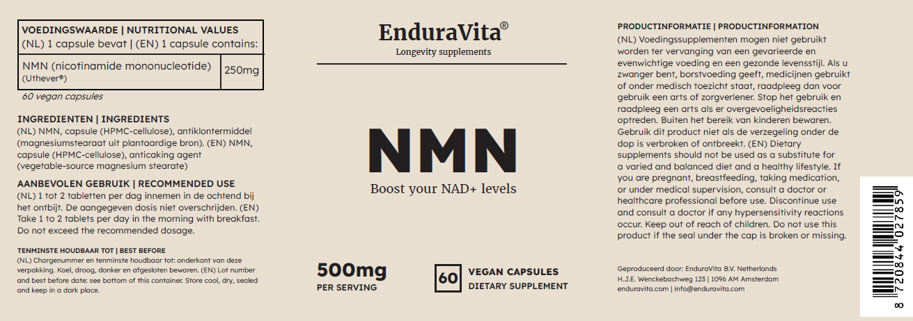 NMN 60x250mg - 99,8% de pureté